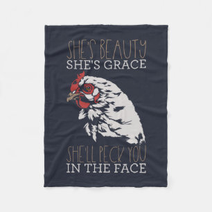 She's Beauty She's Grace Funny Chicken Fleece Blanket
