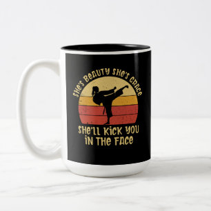 She's Beauty She's Grace She'll Kick You In The Fa Two-Tone Coffee Mug