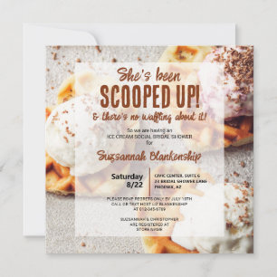 She's Been Scooped Ice Cream Heart Shaped Waffle Invitation