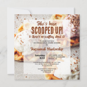 She's Been Scooped Ice Cream Heart Shaped Waffle Invitation