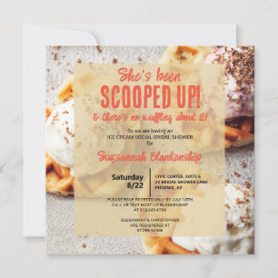 She's Been Scooped Ice Cream Heart Shaped Waffle Invitation