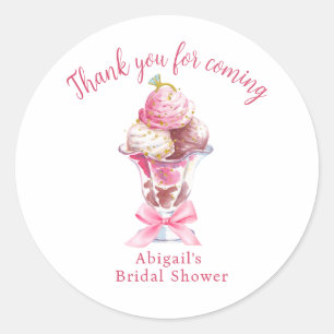 SHE'S BEEN SCOOPED UP BRIDAL SHOWER CLASSIC ROUND STICKER