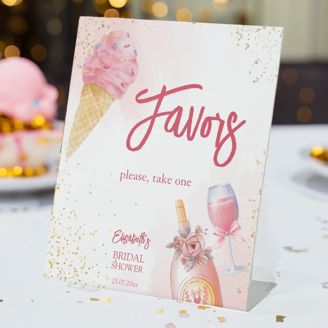 She's been scooped up bridal shower favours pedestal sign (She's been scooped up ice cream bridal shower favors pedestal sign personalized decor)