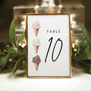 She's Been Scooped Up Bridal Shower Flat Table Number