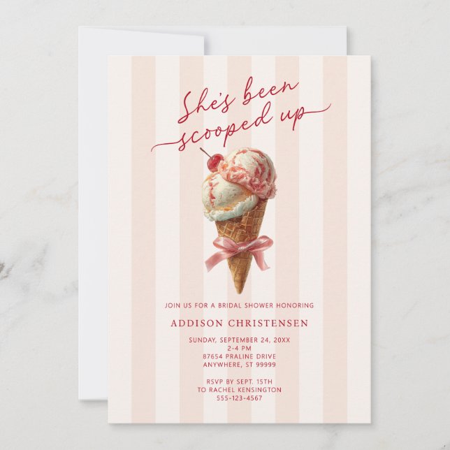 She's Been Scooped Up Bridal Shower Invitation (Front)