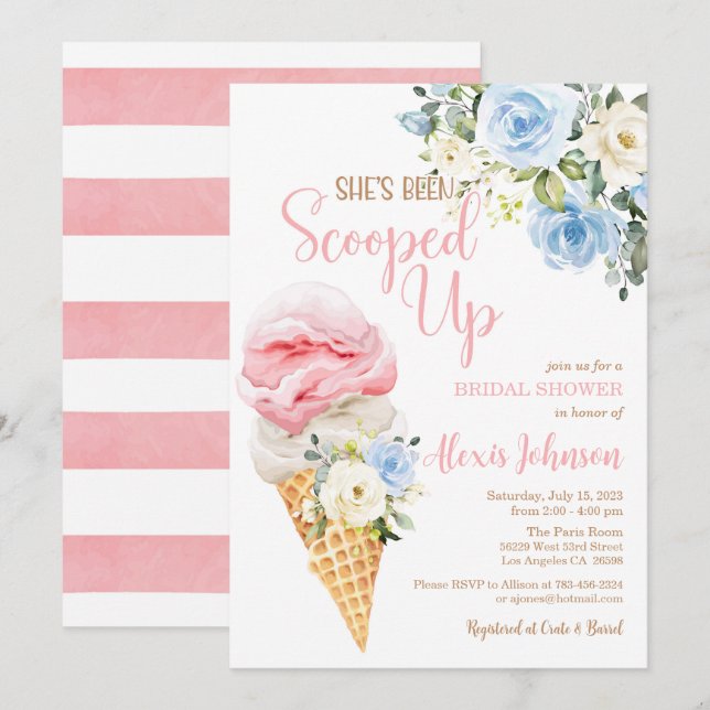 She's Been Scooped Up Bridal Shower Invitation (Front/Back)