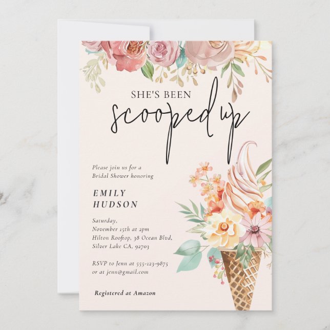 She's Been Scooped Up Bridal Shower Invitation (Front)