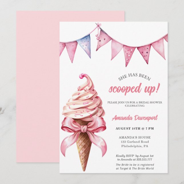 She's Been Scooped Up Bridal Shower Invitation (Front/Back)
