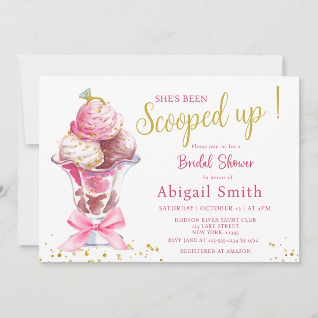 SHE'S BEEN SCOOPED UP BRIDAL SHOWER INVITATION (Front)