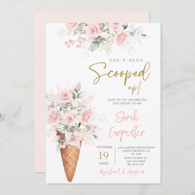 She's Been Scooped Up Bridal Shower  Invitation (Front/Back)