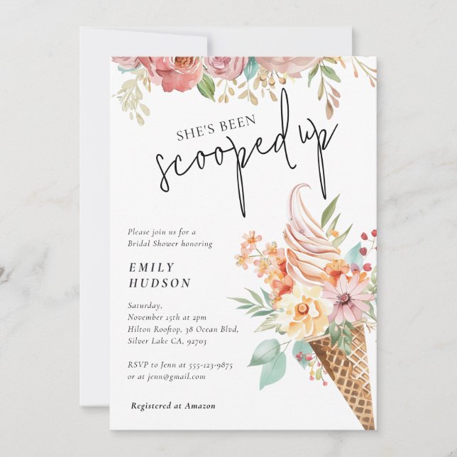 She's Been Scooped Up Bridal Shower Invitation (Front)