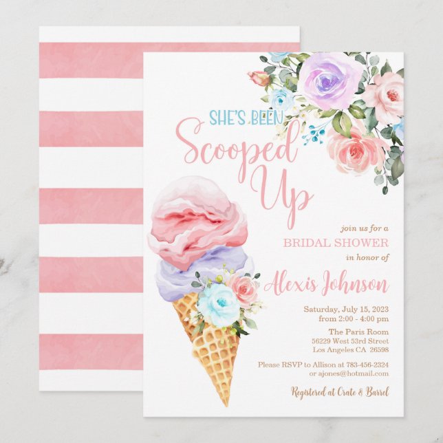 She's Been Scooped Up Bridal Shower Invitation (Front/Back)
