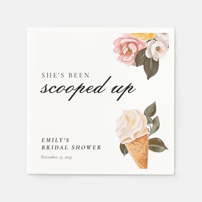 She's Been Scooped Up Bridal Shower Napkin (Front)