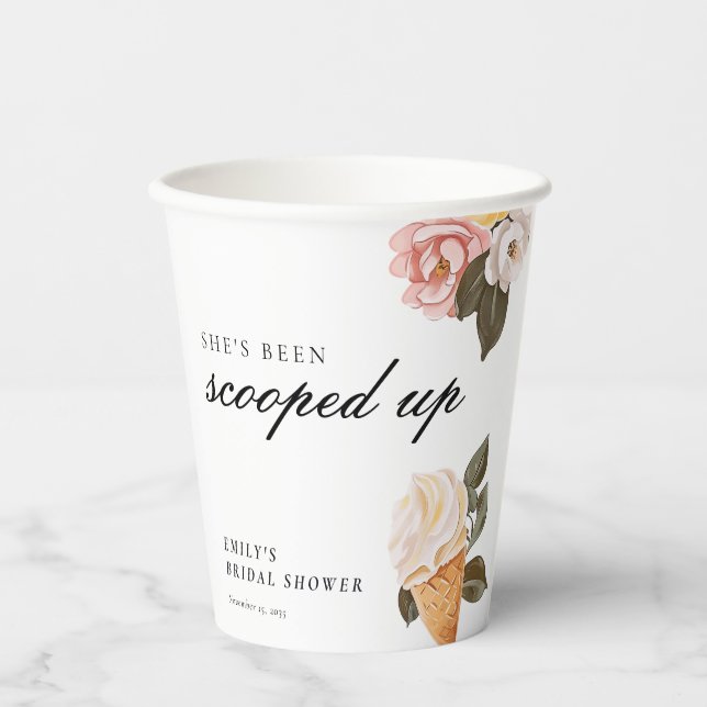 She's Been Scooped Up Bridal Shower Paper Cups (Front)