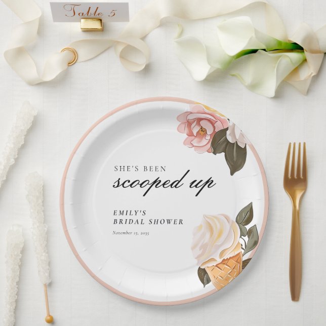 She's Been Scooped Up Bridal Shower Paper Plate (Wedding)