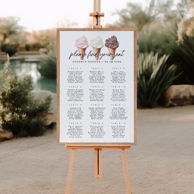 She's Been Scooped Up Bridal Shower Seating Chart (Creator Uploaded)