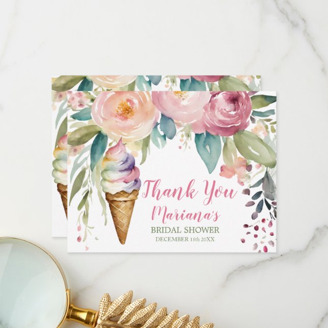 She's Been Scooped Up Bridal Shower Thank you card (Front/Back In Situ)