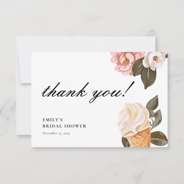 She's Been Scooped Up Bridal Shower Thank You Card (Front)