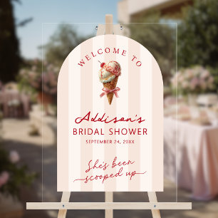 She's Been Scooped Up Bridal Shower Welcome Acrylic Sign