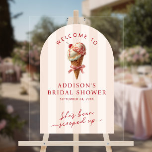 She's Been Scooped Up Bridal Shower Welcome Acrylic Sign