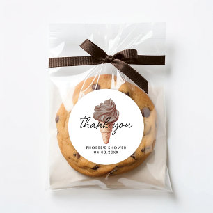 She's Been Scooped Up Chocolate Shower Favour Classic Round Sticker