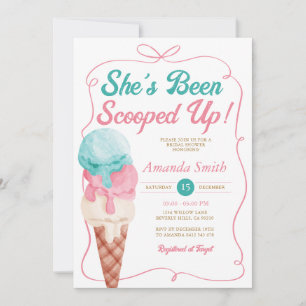 She's been Scooped Up Ice Cream Bow Bridal Shower Invitation
