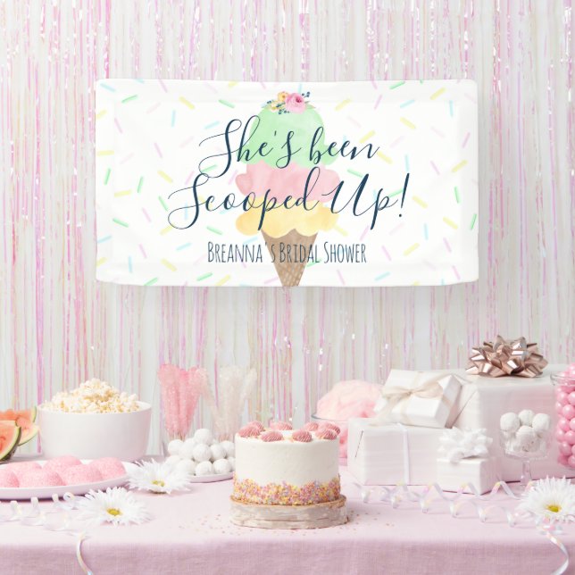 She's Been Scooped Up Ice Cream Bridal Shower Banner (Party)