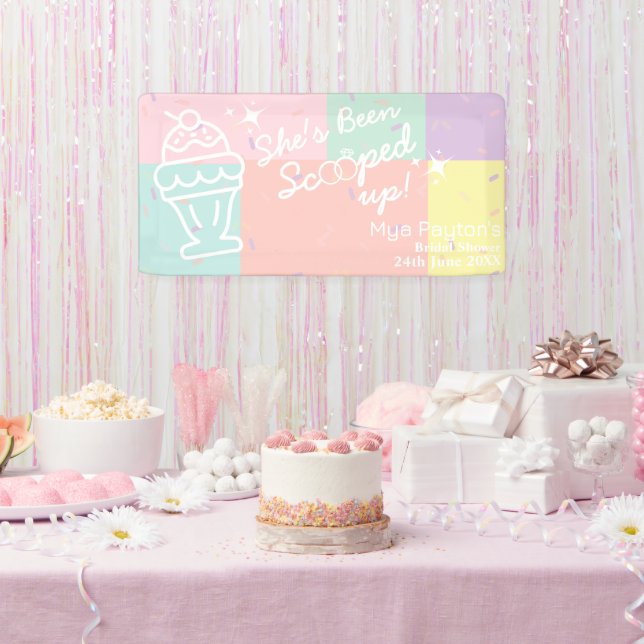 She's Been Scooped Up! Ice Cream Bridal Shower Banner (Party)