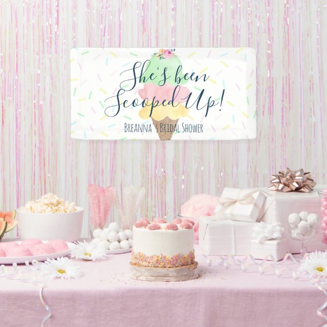 She's Been Scooped Up Ice Cream Bridal Shower Banner (Party)