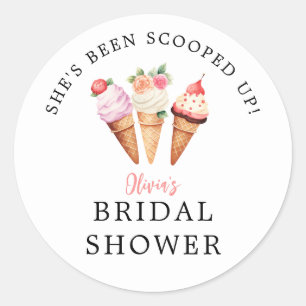 She's Been Scooped Up Ice Cream Bridal Shower  Classic Round Sticker