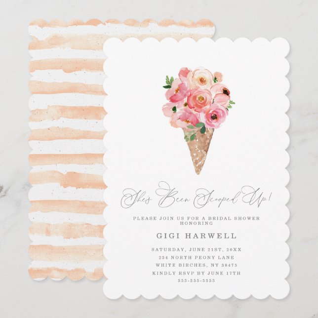 She's Been Scooped Up Ice Cream Bridal Shower Invitation (Front/Back)