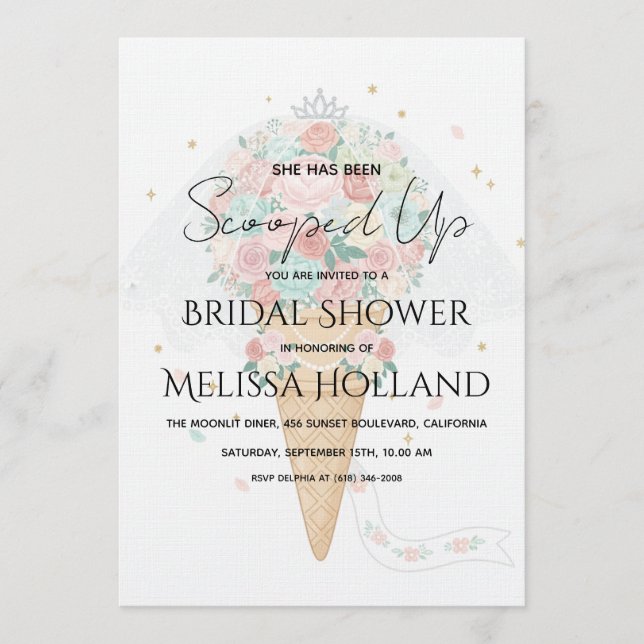 She's Been Scooped Up Ice Cream Bridal Shower Invitation (Front)