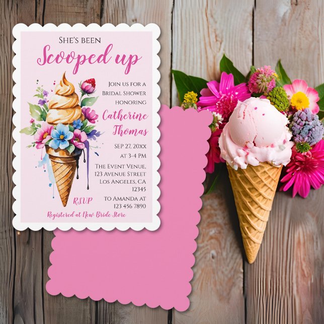 She's Been Scooped Up Ice Cream Bridal Shower  Invitation (Creator Uploaded)