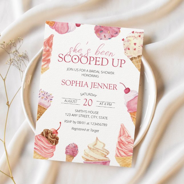 She's been Scooped Up Ice Cream Bridal Shower Invitation (She's been scooped up bridal shower invitation)