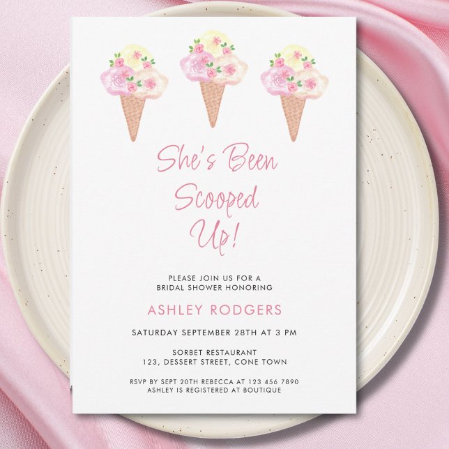 She's Been Scooped Up Ice Cream Bridal Shower  Invitation (Creator Uploaded)