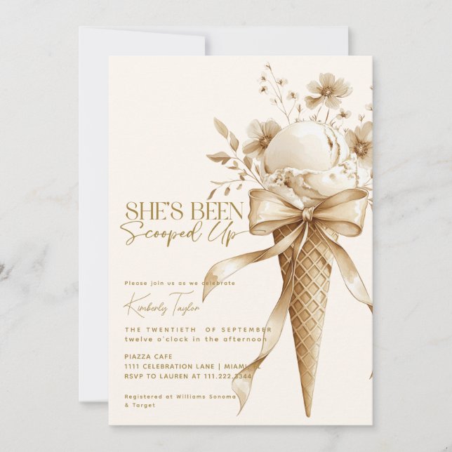 She's Been Scooped Up Ice Cream Bridal Shower Invitation (Front)