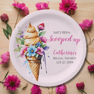 She's Been Scooped Up Ice Cream Bridal Shower Paper Plate
