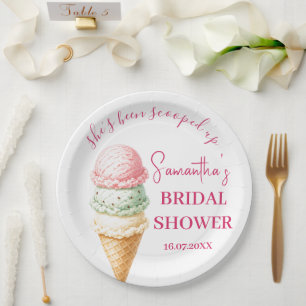 She's been scooped up Ice Cream Bridal Shower Paper Plate