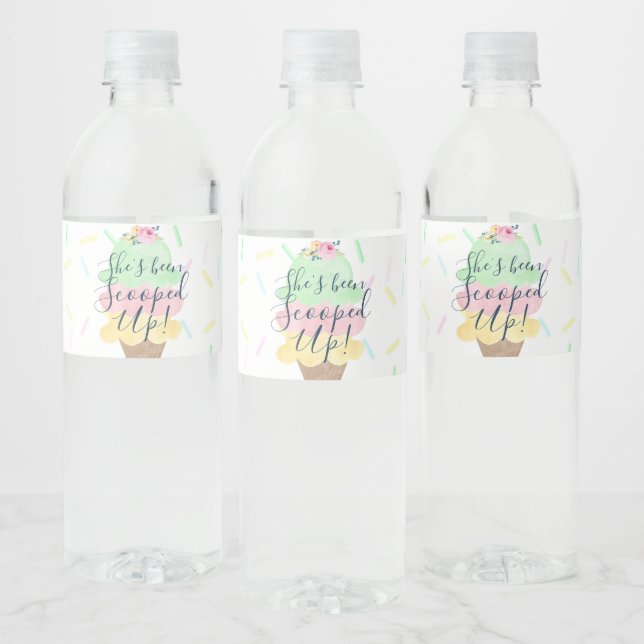 She's Been Scooped Up Ice Cream Bridal Shower Water Bottle Label (Bottles)