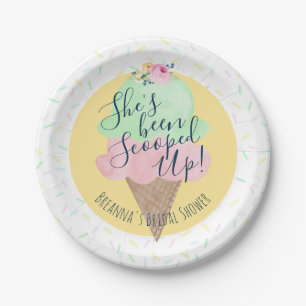 She's Been Scooped Up Ice Cream Personalised Paper Plate