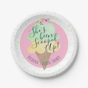 She's Been Scooped Up Ice Cream Personalised Paper Plate