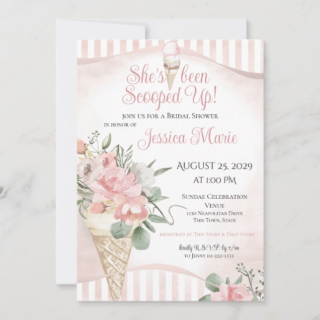 She's Been Scooped Up Ice Cream Shower Invitation (Front)