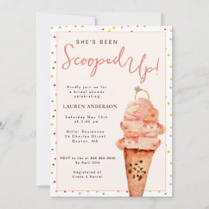She's  been scooped up Pink Bridal Shower Invitation