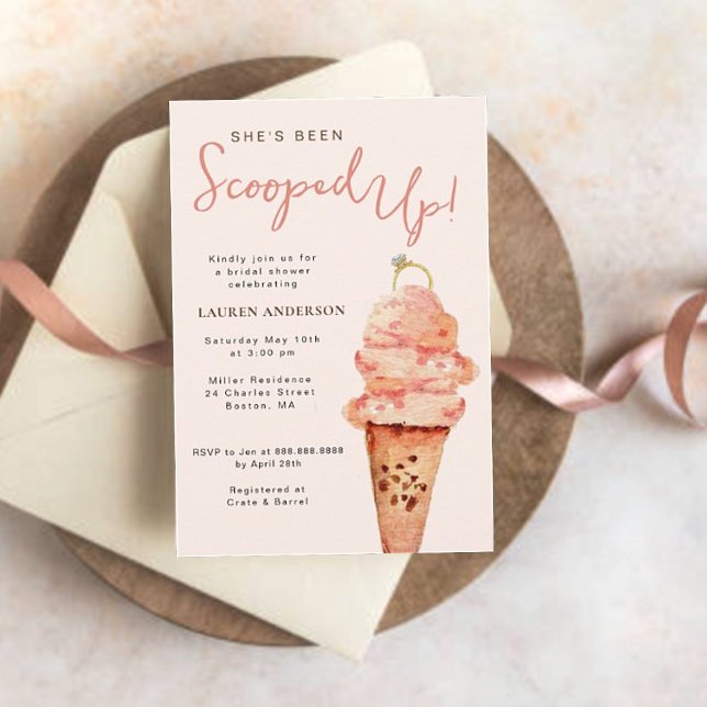 She's  been scooped up Pink Bridal Shower  Invitation (Creator Uploaded)