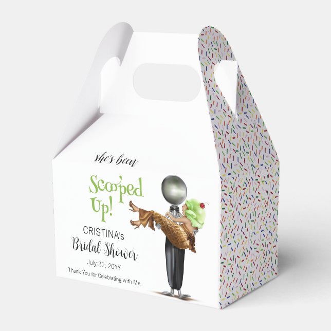 She's Been Scooped Up Pistachio Ice cream Bridal Favour Box (Front Side)