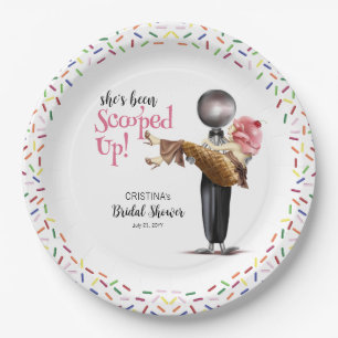 She's Been Scooped Up Strawberry Ice cream Bridal Paper Plate