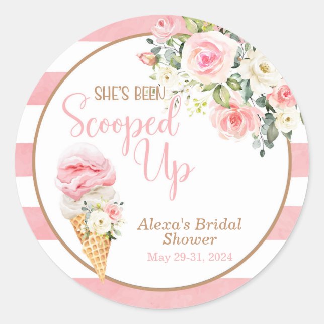 She's Been Scooped Up (Stripe) Custom  Classic Round Sticker (Front)