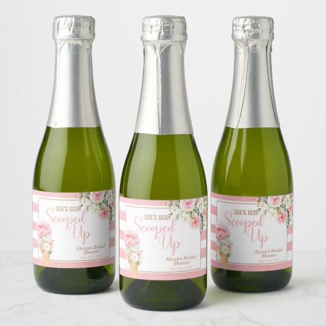 She's Been Scooped Up (Stripe) Custom MINI  Sparkling Wine Label (Bottles)
