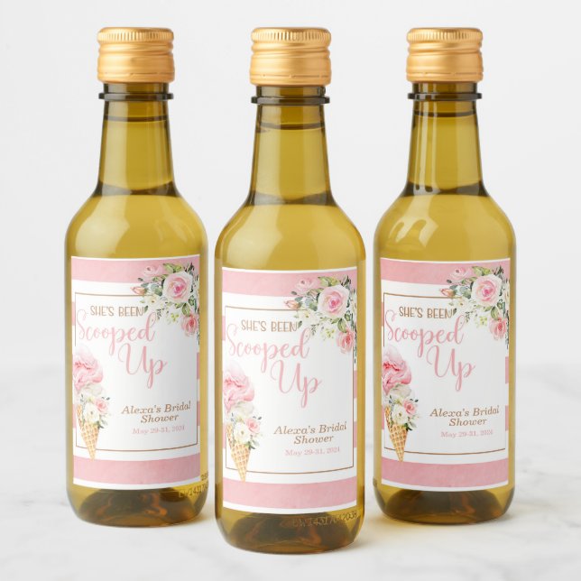 She's Been Scooped Up (Stripe) Custom MINI Wine Label (Bottles)