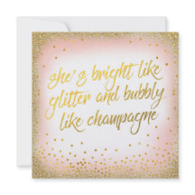 She's Bright Like Glitter Bubbly Invitation Pearl